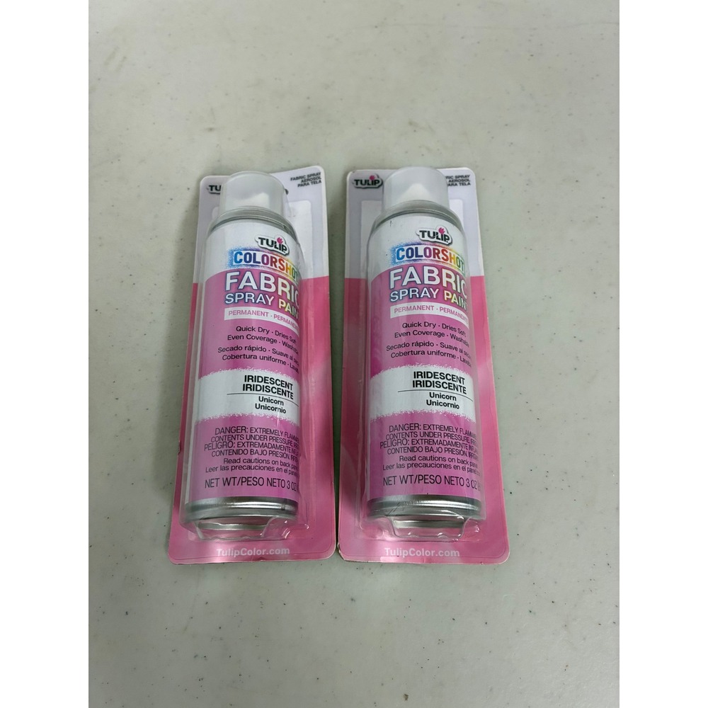 Tulip ColorShot Fabric Spray Paint 2 Pack Iridescent Unicorn Pink 3oz Permanent